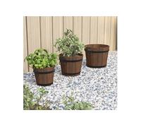 Ensemble de jardinière godet 3 pcs bois massif de sapin, pot de fleur, pot de jardin, support de jardinière, jardinière de jardin