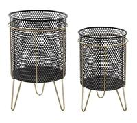 Ensemble De Jardinières - Dkd Home Decor - Noir Et Doré - Métal - 36 X 36 X 58 Cm - Design Moderne Multicolore