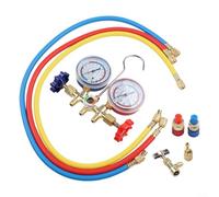 Ensemble de jauge de collecteur CA professionnel compatible avec R12 R22 R404a R134a avec construction en laiton et trois tuyaux pour entretien du système de réfrigération de voiture, camion, maison