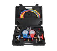 Ensemble de jauges de collecteur R134a Tuyaux de charge de réfrigérant de climatisation automobile professionnels robustes avec doubles jauges pour la réparation et l'entretien de