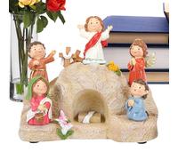 Ensemble de Jésus - Statues décoratives en résine - Design accrocheur - Figurines et sûres - Socle d'exposition Lumineux - pour Meuble TV, Table de Chevet, Bureau, décoration