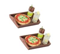 Ensemble de jeu alimentaire miniature pour maison de poupée comprenant des pizzas et des boissons texturées réalistes pour enfants Jeu de rôle essentiel pour maison de poupée