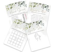 Ensemble de jeu botanique Eucalyptus pour fête prénuptiale - 4 jeux et activités amusants pour 25 invités, comprend un bingo, « He said She said », pour les invités, les jeux de fête de mariage pour