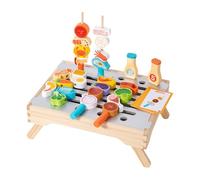 Ensemble de Jeu de Barbecue en Bois Coloré pour La Cuisine, Jeu Familial, Simulation de Barbecue pour Reconnaître Les Aliments et Les Fêtes