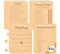 Ensemble de jeu de bingo neutre pour fête prénatale, devinez qui maman ou papa/mots brouillés/cartes d'information pour bébé, fête prénuptiale