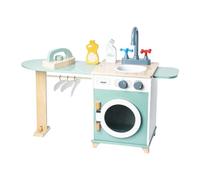 Ensemble de Jeu de Buanderie en Bois pour Jouets de Cuisine et Lave-Linge pour Cadeaux de Fête