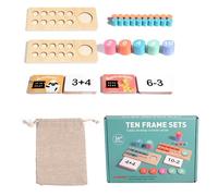Ensemble De Jeu De Calcul De Mathématiques Pour - Livret De Cartes Mémoire De Jetons Numériques En Bois, Ressource D'apprentissage Intellectuel Tactile Plus Moins | Élèves Préscolaire Primaire