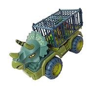 Ensemble de Jeu de Camion de Transport de Dinosaures, Jouet de Véhicule Agrandi pour Enfants, Matériau épais, Figurines et Arbre Réalistes, pour L'exploration du Monde Jurassique (Tricératops)