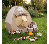 Ensemble de Jeu de Camping pour Enfants 3 à 6 Ans, 34 pièces/Ensemble, Jouet d'aventure avec Tente, Gril Rotatif et feu Camp pour Faire Semblant d'aventures à l'intérieur ou l'extérieur
