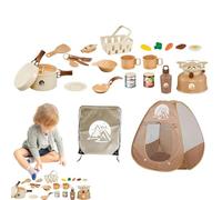 Ensemble de Jeu de Camping pour - Jouet Cuisine simulant Un feu Camp avec Accessoires, Ensemble Jouets Camping 25 pièces avec Sac Rangement, Jeu d'extérieur en Plastique sûr,