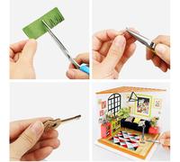 Ensemble de jeu de cuisine - Maison de bricolage avec accessoires et meubles Kits de rénovation de maison de poupée miniature avec