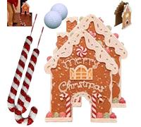 Ensemble de Jeu de Golf en Pain d'épices, Mini-Golf de Noël, Jeu Familial de Vacances, activité de fête en intérieur et en extérieur, Jouet Portable avec Club et balles de Canne (2set)