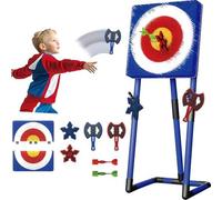 Ensemble de Jeu de Lancer de Hache, Ensemble de Jeu de Lancer et de fléchettes de pelouse avec 2 fléchettes Six étoiles, 2 haches et 2 fléchettes, Plateau de Jeu de fléchettes, Cadre Robuste pou Blue