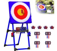 Ensemble De Jeu De Lancer De Hache, Jeu De Lancer De Hache Et De Fléchettes De Pelouse 2 en 1 avec 8 Fléchettes Et 8 Haches Volantes à Long Manche, Cadre en Métal Robuste pour L'intérieur L'exté Blue