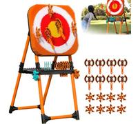 Ensemble De Jeu De Lancer De Hache, Jeu De Lancer De Hache Et De Fléchettes De Pelouse 2 en 1 avec 8 Fléchettes Et 8 Haches Volantes à Long Manche, Cadre en Métal Robuste pour L'intérieur L'ex Orange
