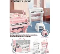 Ensemble De Jeu De Piano Électronique Pour Enfants, Pour Filles Et Débutants, Microphone Jouable Multifonctionnel Avec Petit Tabouret, Cadeau D'anniversaire De Noël--Pink Piano Set