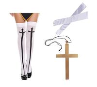 Ensemble de jeu de rôle missionnaire pour la fête des saints, costume d'Halloween pour sœur (blanc, taille unique)