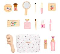 Ensemble de jeu de salon de beauté en bois, ensemble de jouets de maquillage en bois,Faux jouet de maquillage éducatif précoce - Faire semblant de salon de beauté et maquillage, jeu fantastique sûr