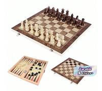 Ensemble de jeu d'échecs en bois 3-en-1 avec fond floqué, antidérapant et résistant à l'usure, comprenant des pièces d'échecs de tailles multiples (24/29/34/39/48 cm), convenant aux compétitions d'éch