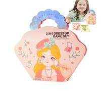 Ensemble de jeu d'habillage, d'habillage d'autocollants - Jeu d'Habillage de Princesse en Papier - Kit de jouets de maquillage en papier pour filles, livre d'activités d'autocollants pour garçons, fil