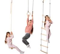 Ensemble de jeu pour enfants - Gymnases de la jungle - Kit de gymnastique intérieur/extérieur - Balançoire, échelle d'escalade, anneaux