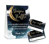 Ensemble de jeu pour fête prénatale, 50 tickets de tombola avec 1 panneau debout, fournitures de décoration de fête pour révélation du sexe sur la lune - B24