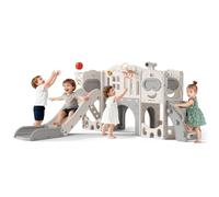 Ensemble de Jeux 6 en 1 pour Tout-Petits avec Toboggan et balançoire, Structure de Jeux intérieure et extérieure pour Enfants avec Panier de Basket réglable (C)