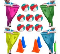 Ensemble de Jeux de Jardin Granny Pants 4 PièCes, 2025 Gameto Attrape-Balles Avec 8 Balles Rebondissantes Et 4 CôNes Marqueurs, Jeux D'ExtéRieur GéAnts Pour Relais D'éQuipe, FêTe Dans La Cour
