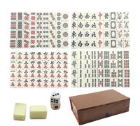 Ensemble de jeux de Mahjong chinois | Mini-complete Majiang Set avec 144 tuiles | Taille du cours Majiang avec réserve de stockage de Mahjong, cubes, accessoires classiques de la fête de voyage M