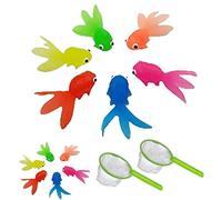 Ensemble de jeux de pêche pour enfants 14 pièces Jouets bain pêche Jeux piscine pour baignoire Douche Eau Plage Jouet bain pour bébé Filets en plastique pour enfants