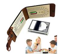 Ensemble de Jeux de Plateau de Cribbage en Bois - Planche de avec Rangement et étui en Faux Cuir | Comprend des Cartes et des Chevilles, idéales pour Les soirées de Jeu Classiques, Les Voyages
