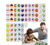 Ensemble de jeux Mahjong,Ensemble Mahjong - Jeu de stratégie Mahjong Set - Jeux de société Blocs de construction avec drapeau national, lot de 64 tuiles Mahjong pour des soirées de jeu amusantes