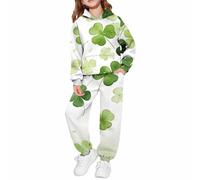 Ensemble de jogging 2 pièces pour filles St Patrick avec imprimé trèfle à capuche et pantalon athlétique pour adolescentes et enfants en coton doux, multicolore, 2-3 ans
