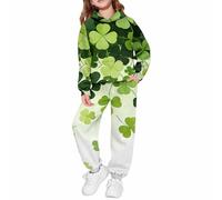 Ensemble de jogging 2 pièces pour filles St Patrick avec imprimé trèfle à capuche et pantalon athlétique pour adolescentes et enfants en coton doux, MR3, 2-3 ans