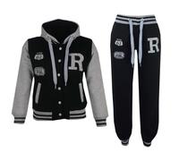 Ensemble De Jogging À Capuche Noir Pour Enfants Filles Garçons