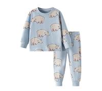 Ensemble de jogging pour garçon avec imprimé ours d'hiver, chemise à manches longues et pantalon, tenue deux pièces pour tout-petits et enfants, pour vêtements décontractés et activités de plein air