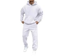 Ensemble de jogging pour homme avec capuche - Sweatshirt molletonné à capuche et pantalon de jogging avec cordon de serrage et poches - Ensemble décontracté et chaud - Coupe ajustée, blanc, M