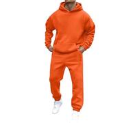 Ensemble de jogging pour homme avec capuche - Sweatshirt molletonné à capuche et pantalon de jogging avec cordon de serrage et poches - Ensemble décontracté et chaud - Coupe ajustée, Orange, M