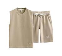 Ensemble De Jogging pour Homme Débardeur Et Short Tenue De Sport D'Été Ensemble Tshirt Deux Pièces Unie Tenue De Loisirs Décontractée Tenue D'Été Vêtements De Sport Respirants Vêtements Lounge