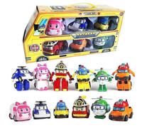 Ensemble de jouets 6 en 1?: voiture robot transformable Robocar Poli, dessin anime coreen