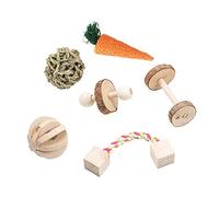 Ensemble de jouets à mâcher en bois naturel pour hamster - Accessoires pour cage de traitement de l'herbe - Gerbill - Hamster - Échelle - Pont balançoire et véritable hamster syrien nain