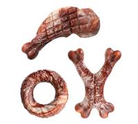 Ensemble de jouets à mâcher en nylon pour chien - Saveur de bœuf - Texture résistante, collection de trois pièces à mâcher pour chiots | Divertissement interactif idéal pour chiens de taille moyenne