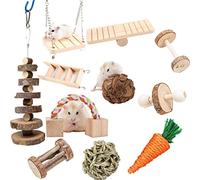 Ensemble de jouets à mâcher pour hamster en bois naturel et accessoires pour cage cachette, bâtons en bois, dents d'Inde, rats syriens, chinchillas, gerbilles de petits animaux de compagnie