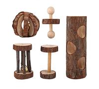 Ensemble de Jouets Amusants en Bois pour Animaux de Compagnie, 5 Pièces, pour Petits Animaux, Matériau Naturel pour Hamsters, Lapins et Cochons d'Inde