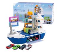 Ensemble de jouets cargo de transport | Navire de grue avec 6 conteneurs et 12 voitures en alliage | Équipement de jeu éducatif pour véhicules pour enfants Apprentissage préscolaire pour garçons