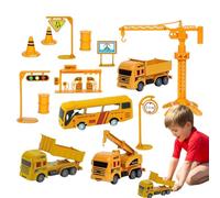 Ensemble de jouets de camion de construction, véhicules de jeu dans un chariot de transport - Jouet de construction moulé camion de construction Trek,Kit de jeu de véhicule grue Jouet de