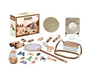 Ensemble de jouets de camping Pretend Play - Outils de cuisine d'équipement de camp en plein air, rangement portable avec de faux ustensiles de pique-nique en toute sécurité | Ensemble de jouets pour