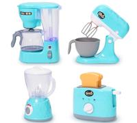 Ensemble de Jouets de Cuisine pour Enfants avec Mixeur, Cafetière, Mixeur et Grille-Pain avec Lumières et Sons Réalistes, pour Tout-Petits à Partir Dinette Enfant 3 Ans, Bleu