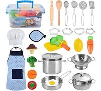 Ensemble De Jouets De Cuisson pour Enfants, Casseroles en Acier Inoxydable, Coupe-Biscuits, Cadeau Parfait pour Noël et fête