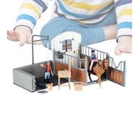 Ensemble de jouets de ferme de chevaux - Mini grange et figurines d'animaux détaillées, kit de jeu de rôle créatif | Collection de figurines de chevaux réalistes pour anniversaire d'enfant, Pâques
